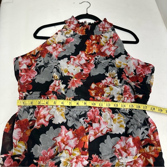 Nina Leonard Floral Halter Maxi Dress - Black and Red - Picture 6 of 10